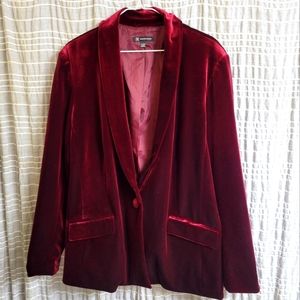 INC Velvet Blazer, size XL, Burgundy